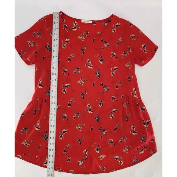 Pleione Women’s Red Floral Chiffon Blouse Size XS‎ Career Workwear Ruffle USA - Picture 9 of 10